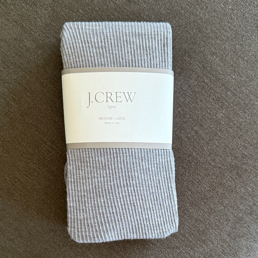 J. Crew Ribbed Tights in Light Gray